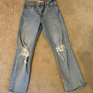 Levi's Light Blue Wedgie Straight Distressed Straight Leg Jeans.